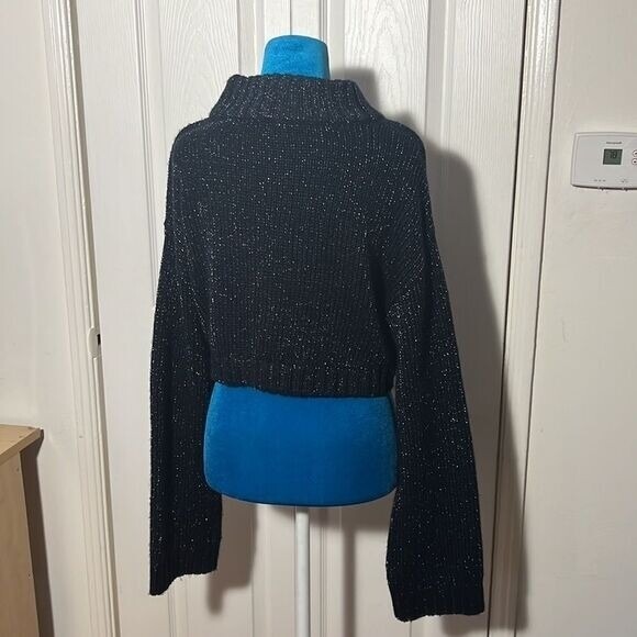 Revolve h:ours Cropped Sparkly Sweater Med Super Fun Warm Office - Picture 4 of 12